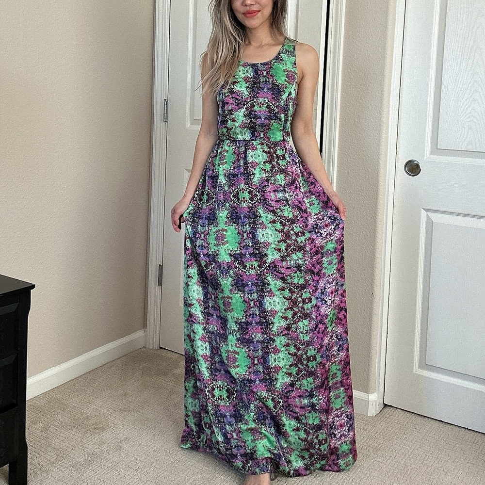 Forever 21 Purple and Blue Sleeveless Sundress Maxi